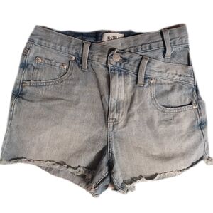 pistola denim shorts 24 Distressed Cut Off With Crossover Double Button Design